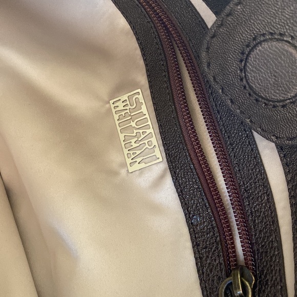 Stuart Weitzman Beautiful Shimmering Bronze Denim Logo Bag NewWithTags - Picture 8 of 15